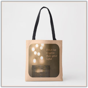 Trendy Inspirational Quote Peach and Brown Tote Bag