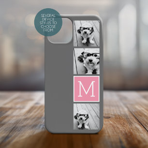Trendy Instagram Photo Collage Custom Monogram iPhone 16 Case