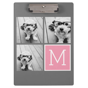 Trendy Instagram Photo Collage Custom Monogram Clipboard