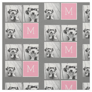 Trendy Instagram Photo Collage Custom Monogram Fabric