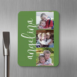 Trendy Instagram Photo Collage Custom Monogram Magnet<br><div class="desc">Use 3 square photos to create a unique and personal gift. Or you can keep the hipster puppy and make a trendy keepsake. If you need to adjust the pictures,  click on the customize tool to make changes.</div>