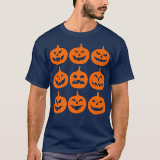 Trendy Jack O Lantern Halloween Grid  T-Shirt