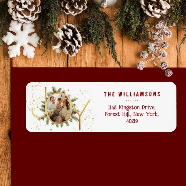 Trendy Joy Pine Boughs Wreath Christmas Photo (Créateur téléchargé)