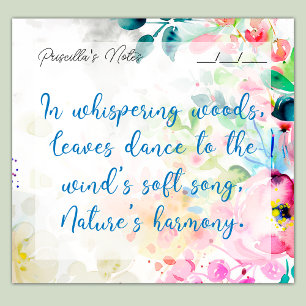 Trendy Joyful Watercolor Flowers 3" x 3" Post-it Notes