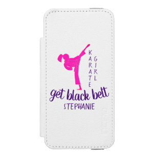 Trendy Karate Silhouette Girly Pink Martial Arts Incipio Watson™ iPhone 5 Wallet Case
