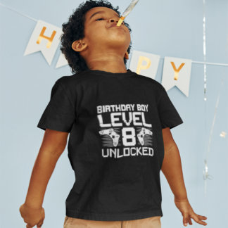 Trendy Kid`s Video Game Birthday Level 8 Unlocked T-Shirt