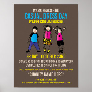 Trendy Kids, Casual Dress Day Fundraiser Advert Poster
