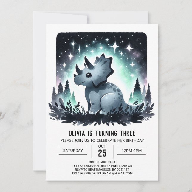 Trendy Kids Dino Fiesta Birthday Invitation (Front)