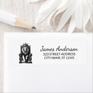 Trendy King Lion with crown Return Address
