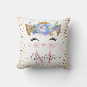 Trendy kitty princess monogramme jeter oreiller