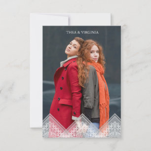 Trendy Lace Lesbian Gay Wedding Photo Instant Invitation