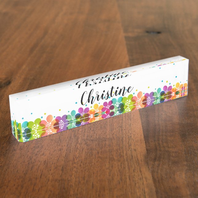 Trendy Ladies or Girls Floral Monogram  Nameplate (Side)