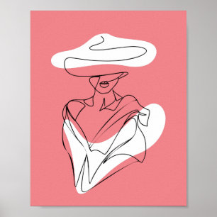 Trendy Lady portrait Line-Art  Poster