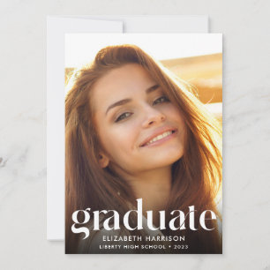 Trendy Large Typography Photo Graduation Party Invitation