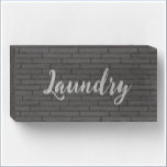 Trendy Laundry Room Decor Wooden Box Sign<br><div class="desc">Laundry room sign with brick look background.</div>