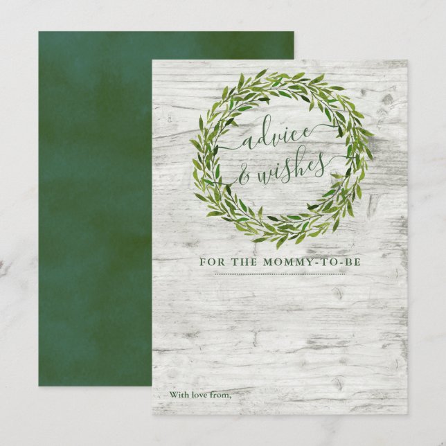 Trendy Laurel Wreath Greenery Baby Shower Advice Card (Front/Back)