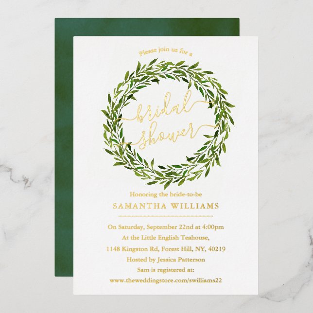 Trendy Laurel Wreath Greenery Bridal Shower Real (Front/Back)