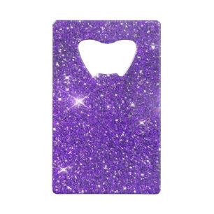 Trendy Lavender Purple Sparkling Glitter Glitz Credit Card Bottle Opener