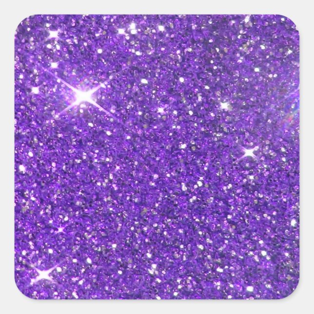 Trendy Lavender Purple Sparkling Glitter Glitz Square Sticker (Front)