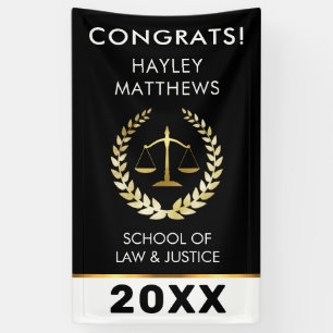 Trendy Law Student Graduation Gold & Black Banner