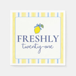 Trendy Lemon Aesthetic Freshly 21 Birthday Napkin