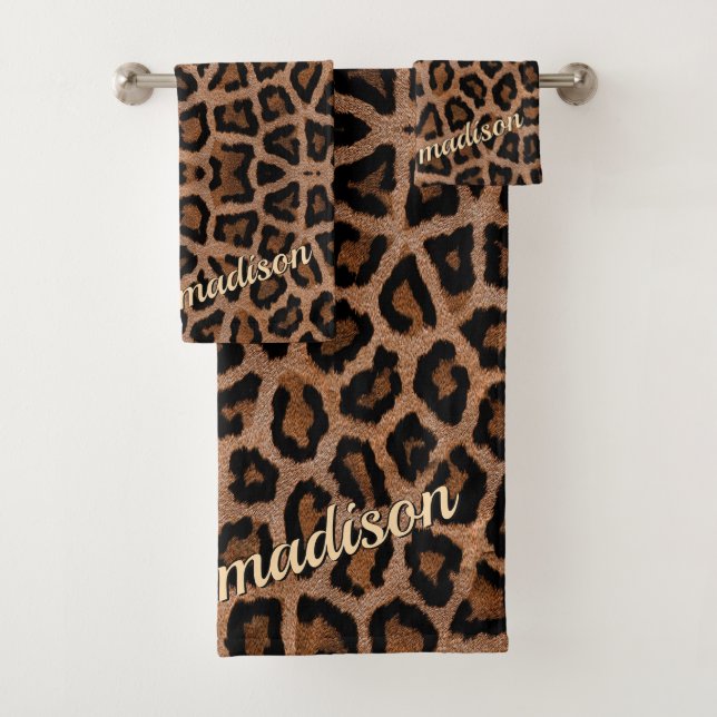 Trendy Leopard Big Cat Gorgeous Animal Pattern Bath Towel Set (Insitu)