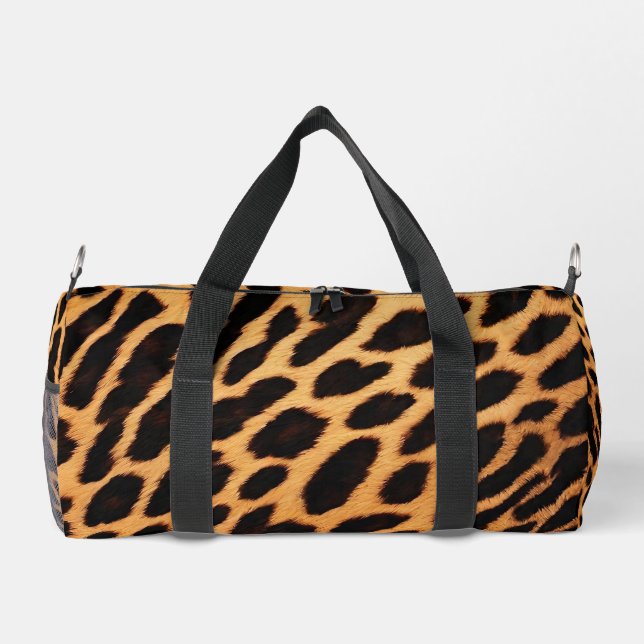 Trendy Leopard Cat Animal Print Collection Duffle Bag (Back)