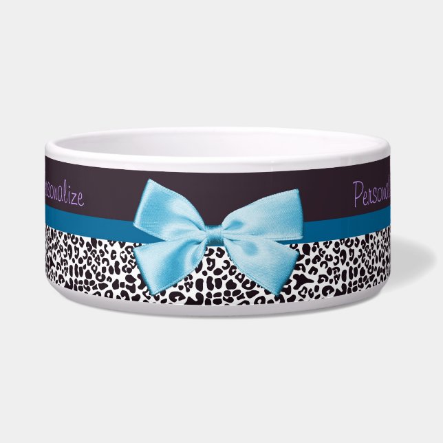 Trendy Leopard Print and Blue Ribbon With Name (Front)