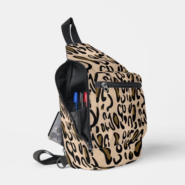 Trendy Leopard Print Crossbody Sling Bag (Open)
