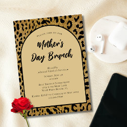 Trendy Leopard Print Modern Mother's Day Brunch Invitation