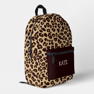 Trendy Leopard Print Personalized Name Monogram Printed Backpack