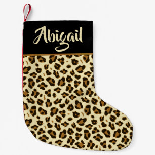 Trendy Leopard Print - Personalized Small Christmas Stocking