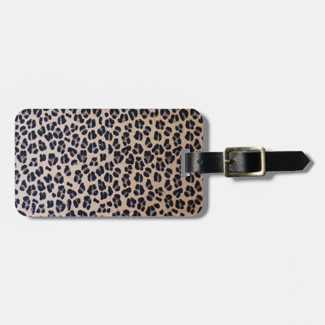 Trendy Leopard Print Travel Luggage Tag (Front Horizontal)