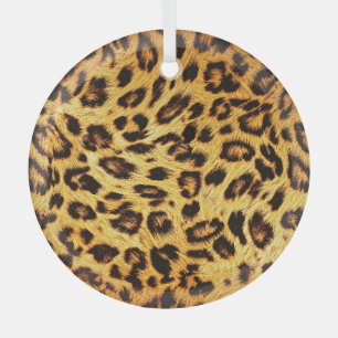 Trendy Leopard: Skin Design Pattern. Glass Ornament