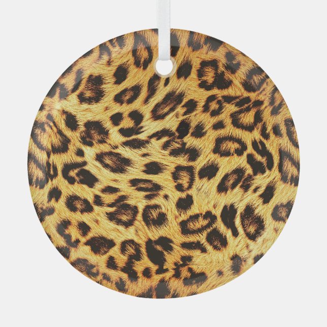 Trendy Leopard: Skin Design Pattern. Glass Ornament (Front)