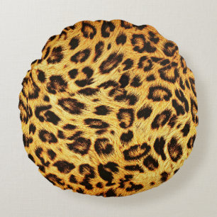 Trendy Leopard: Skin Design Pattern. Round Pillow