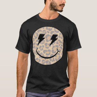 Trendy Leopard Smiley Face Lightning Bolt T-Shirt