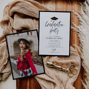 Trendy lettering graduation party invitation