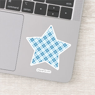 Trendy Light Blue tartan Christmas pattern Star
