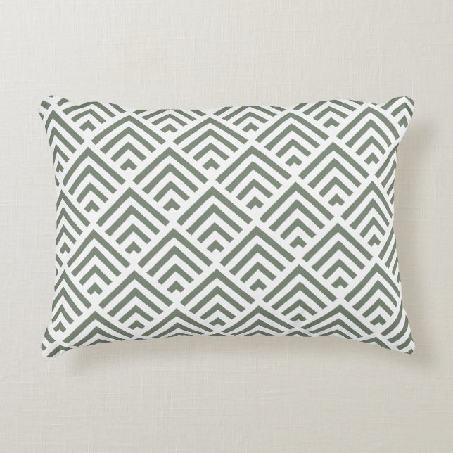 Trendy light colour sage green zigzag pattern  accent pillow (Front)