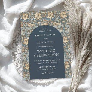 Trendy light pastel muted colours floral Nouveau Invitation