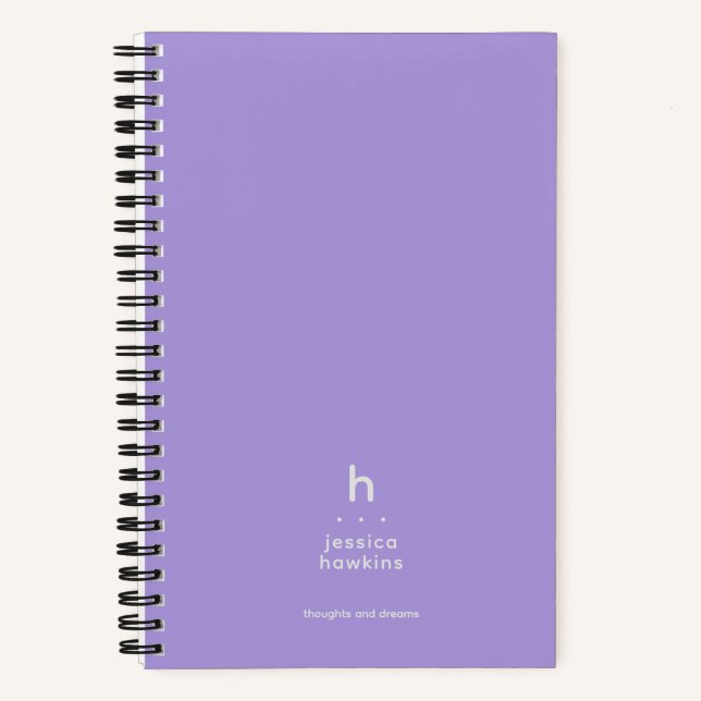Trendy Light Purple Modern Monogram Notebook (Front)
