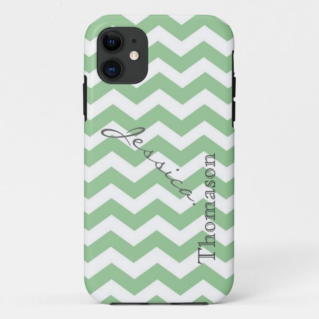 Trendy lime green chevron zigzag pattern, Case-Mate iPhone case (Back)