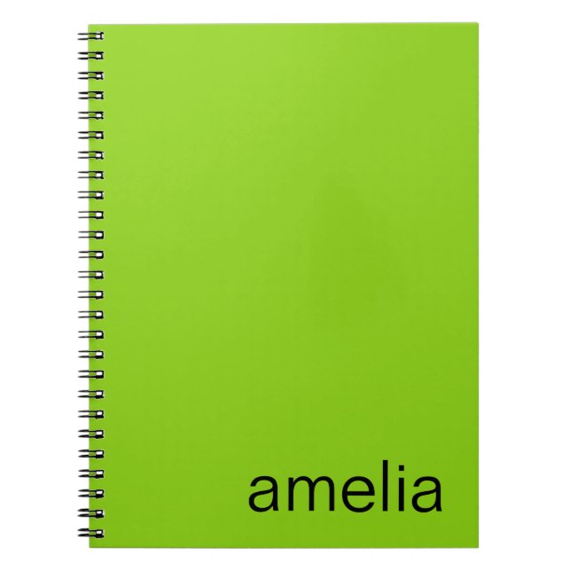 Trendy Lime Green Monogram Notebook (Front)