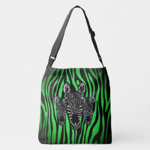 Trendy Lime Zebra  Herd on Zebra Print Crossbody Bag
