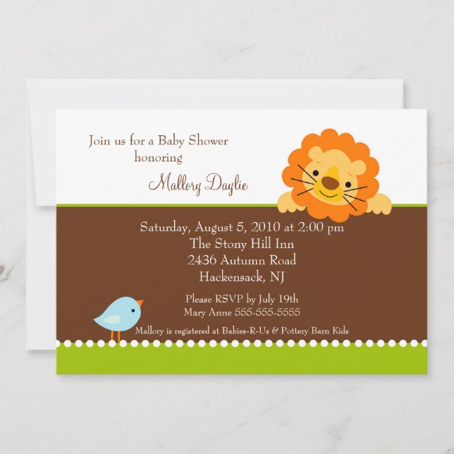 Trendy  Lion Brown Neutral Baby Shower Invitation (Front)