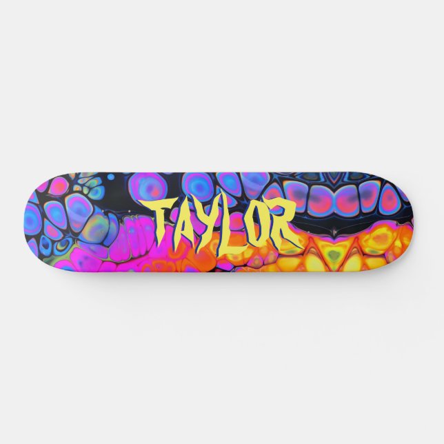 Trendy Liquid Cell Abstract, Personalized Name Vs2 Skateboard (Horz)