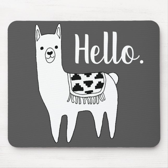 Trendy Llama Sketch Hello Mouse Pad (Front)