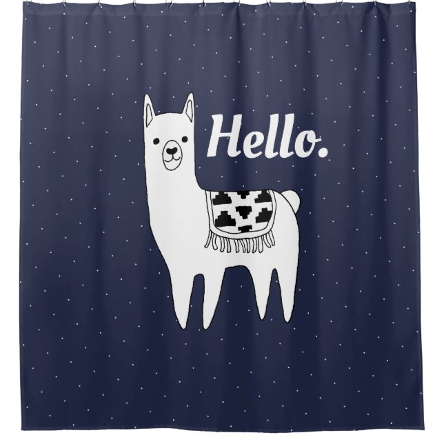 Trendy Llama Sketch & White Dots Hello (Front)