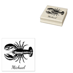 Trendy Lobster Personalized  Rubber Stamp
